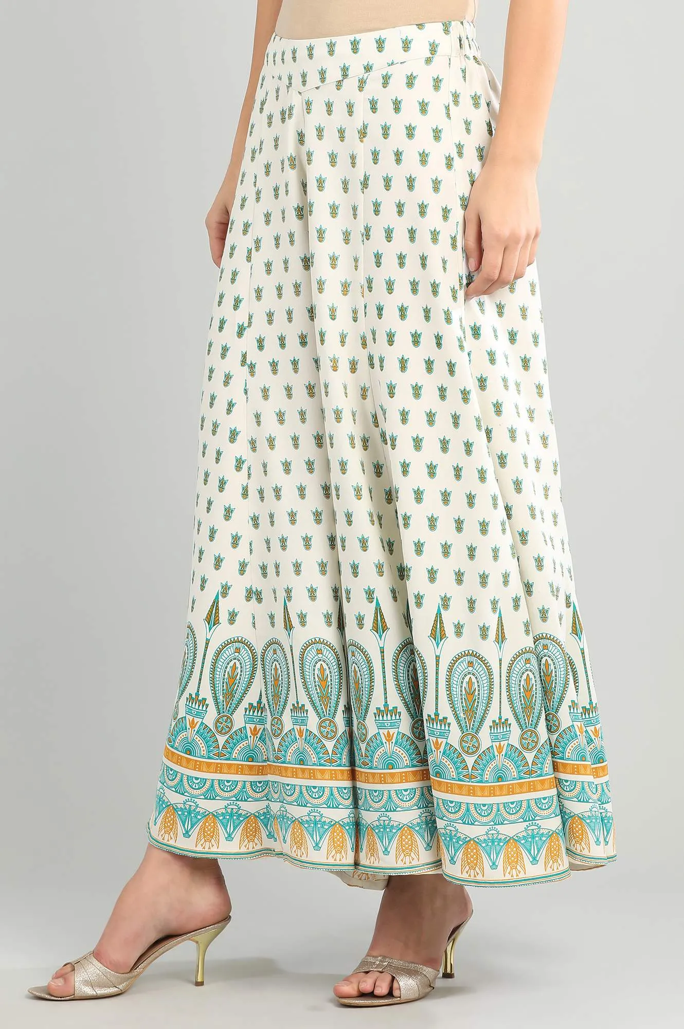 White Printed Palazzos