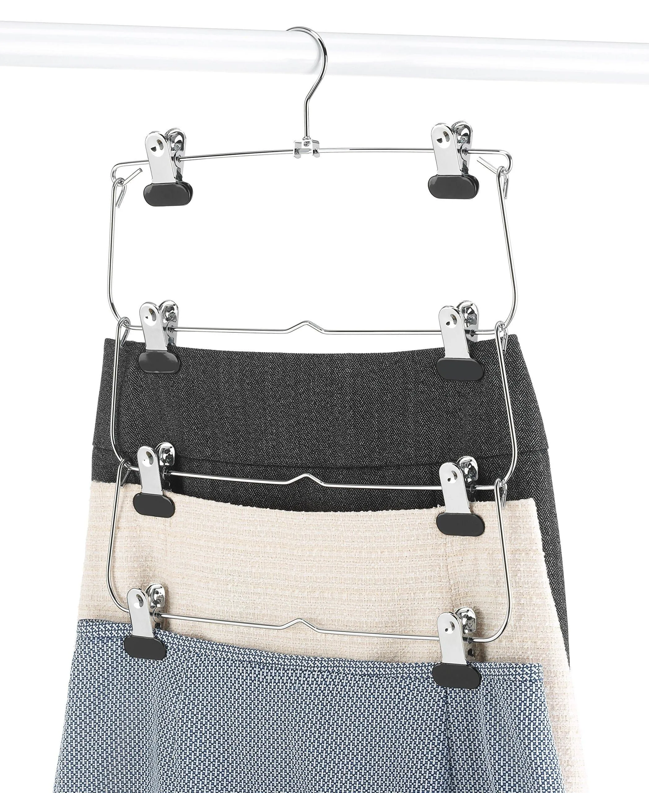 Whitmor 4-Tier Folding Skirt Hanger Chrome / Black