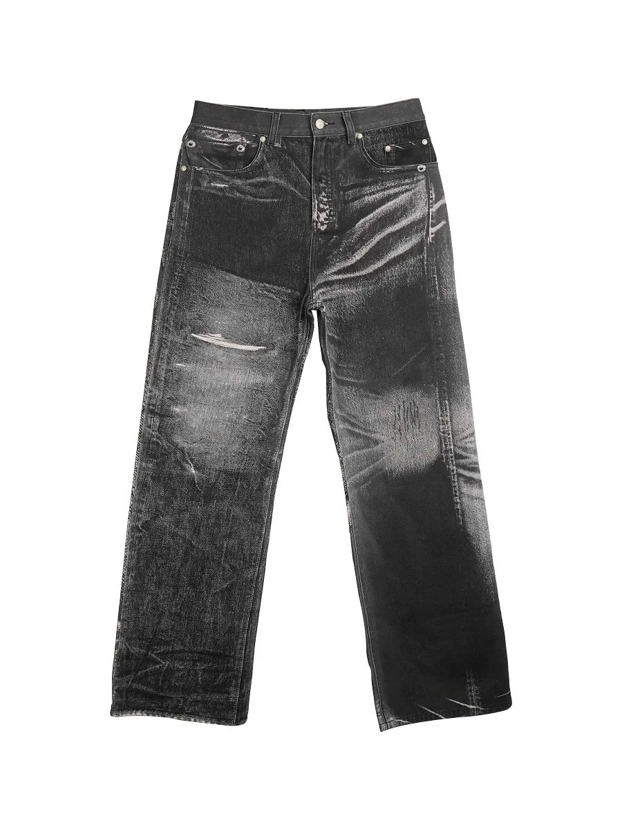 Wide-Leg Distressed Jeans