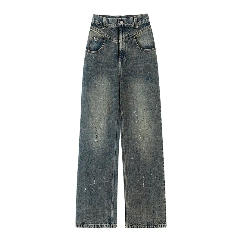 Wide-Leg Distressed Jeans