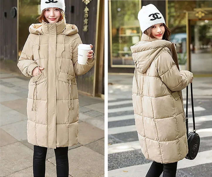 Windproof Full-Zip Water-Resistant Puffer Jacket for Women