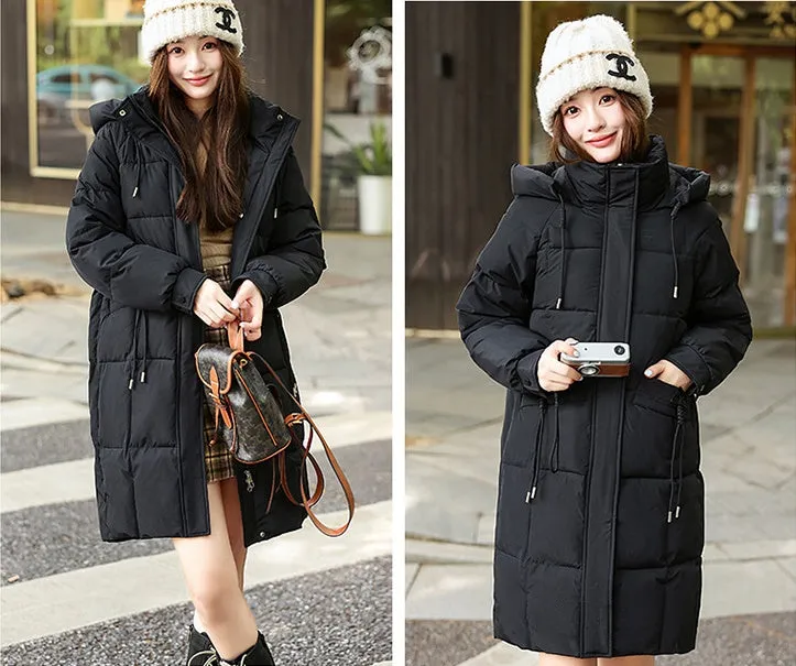 Windproof Full-Zip Water-Resistant Puffer Jacket for Women