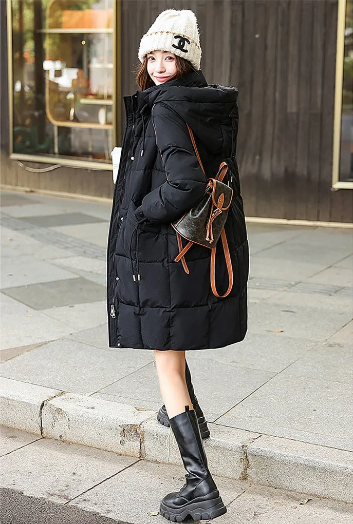 Windproof Full-Zip Water-Resistant Puffer Jacket for Women