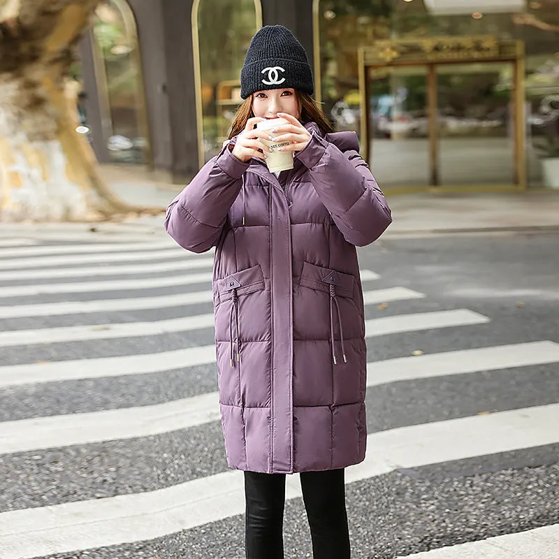 Windproof Full-Zip Water-Resistant Puffer Jacket for Women
