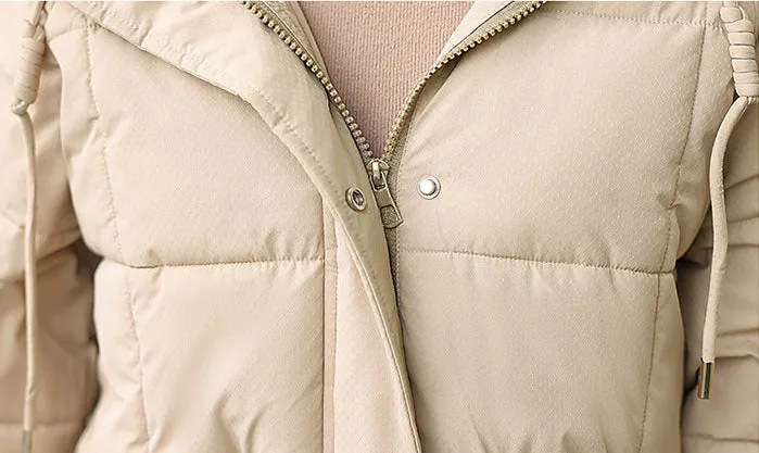 Windproof Full-Zip Water-Resistant Puffer Jacket for Women