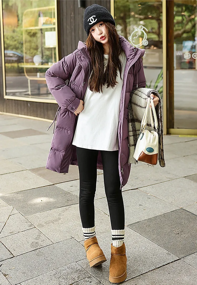 Windproof Full-Zip Water-Resistant Puffer Jacket for Women