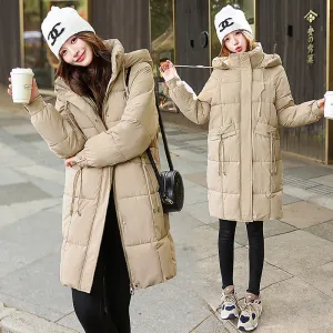 Windproof Full-Zip Water-Resistant Puffer Jacket for Women