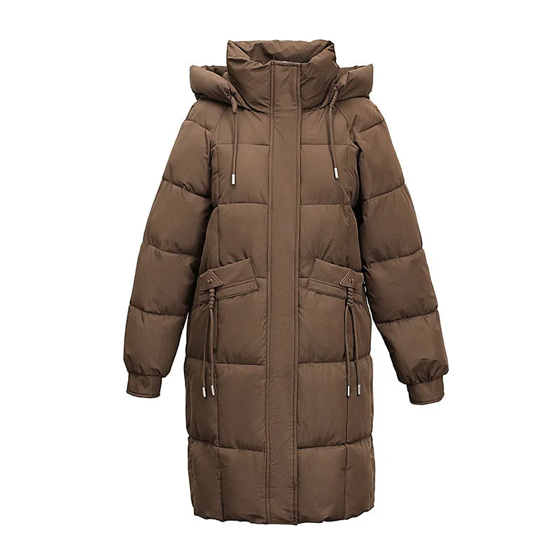 Windproof Full-Zip Water-Resistant Puffer Jacket for Women