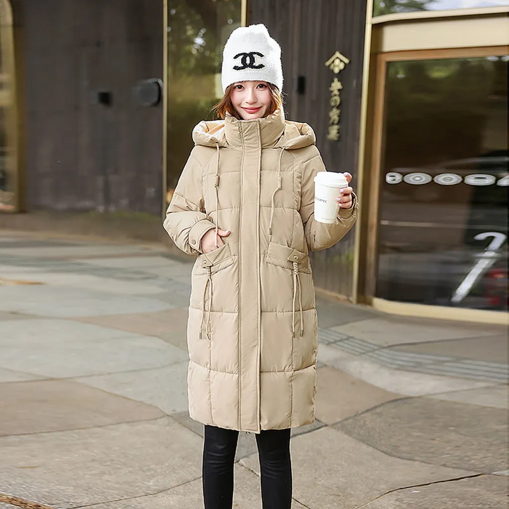 Windproof Full-Zip Water-Resistant Puffer Jacket for Women