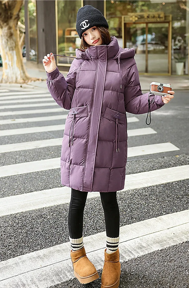 Windproof Full-Zip Water-Resistant Puffer Jacket for Women