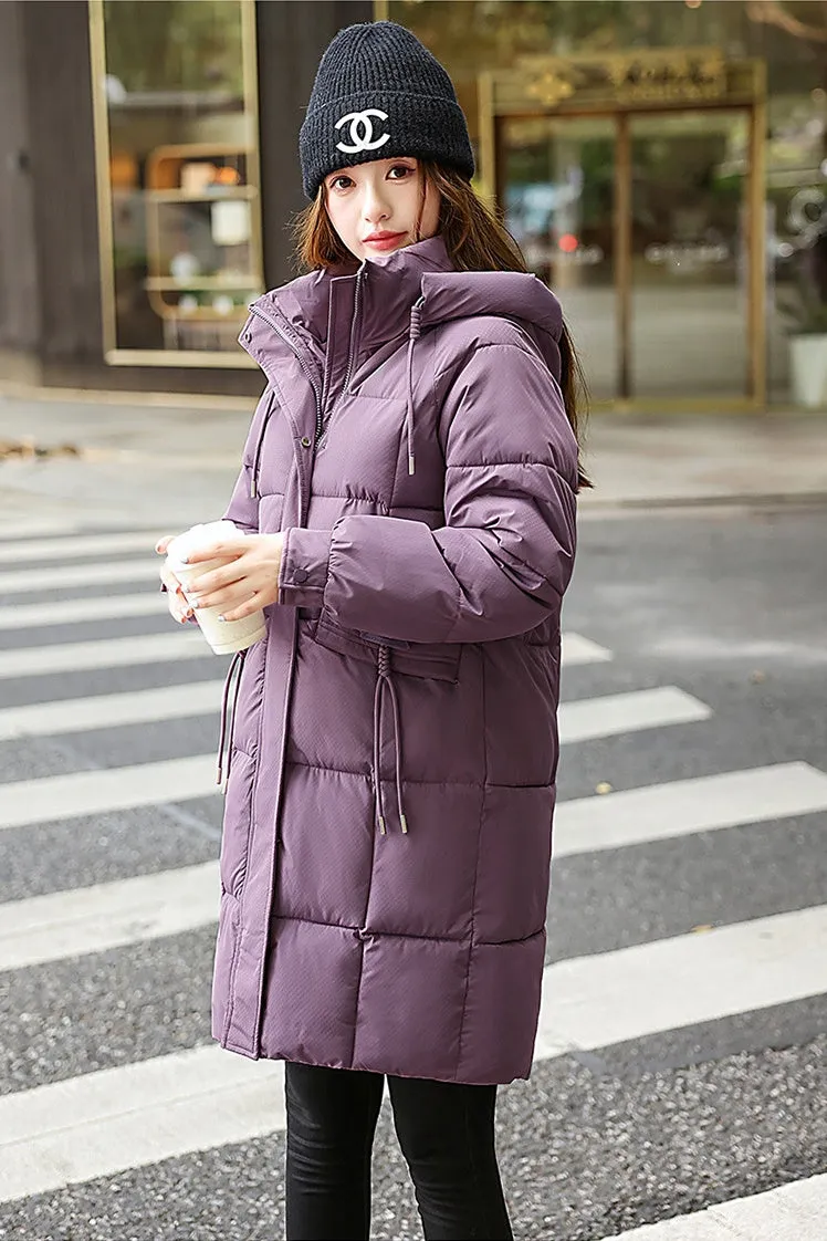Windproof Full-Zip Water-Resistant Puffer Jacket for Women