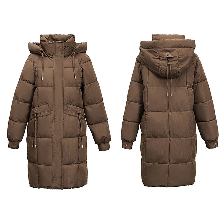 Windproof Full-Zip Water-Resistant Puffer Jacket for Women
