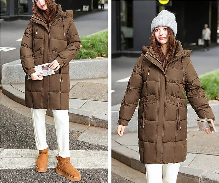 Windproof Full-Zip Water-Resistant Puffer Jacket for Women