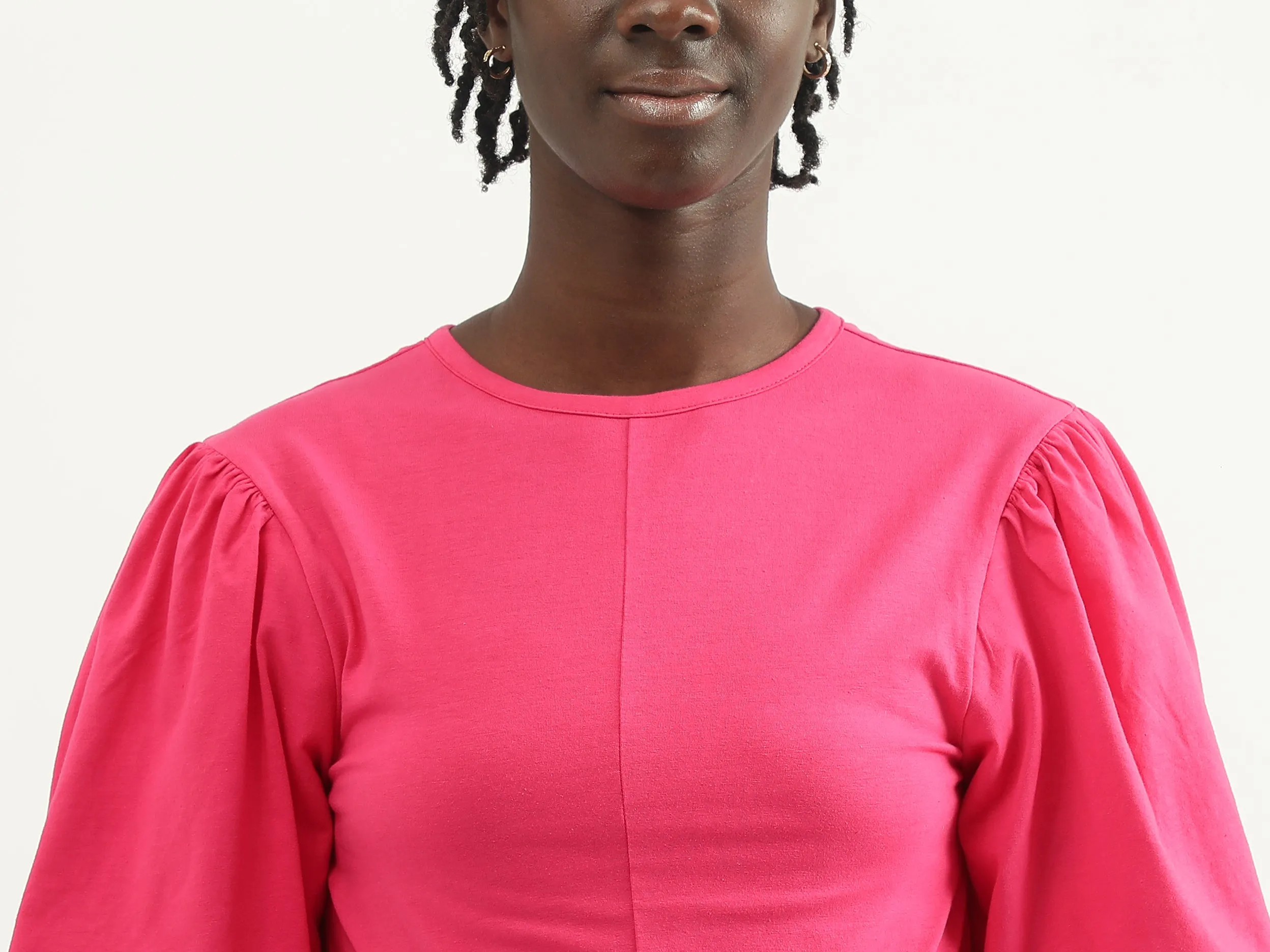 Women Solid Round Neck Top