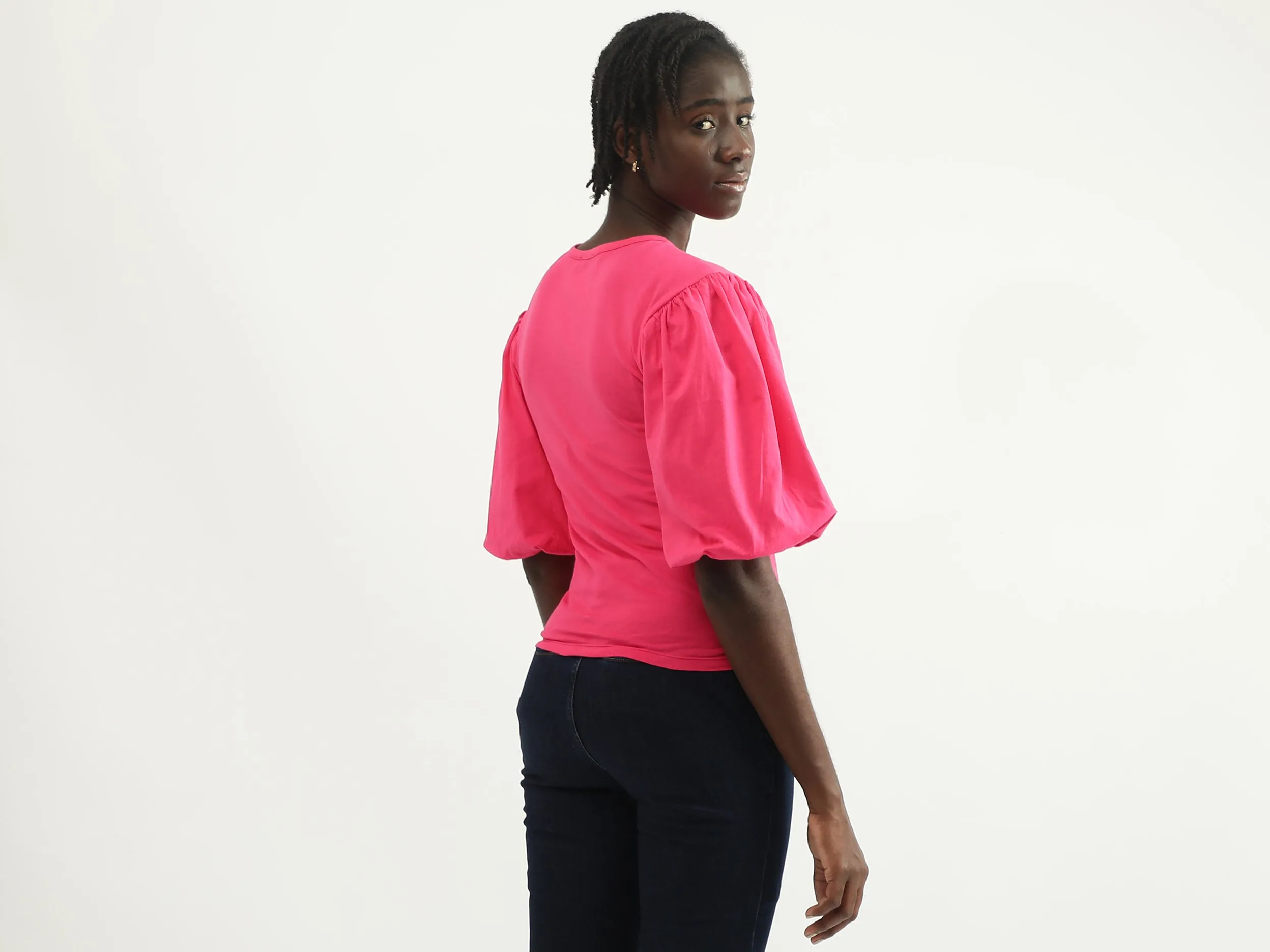 Women Solid Round Neck Top