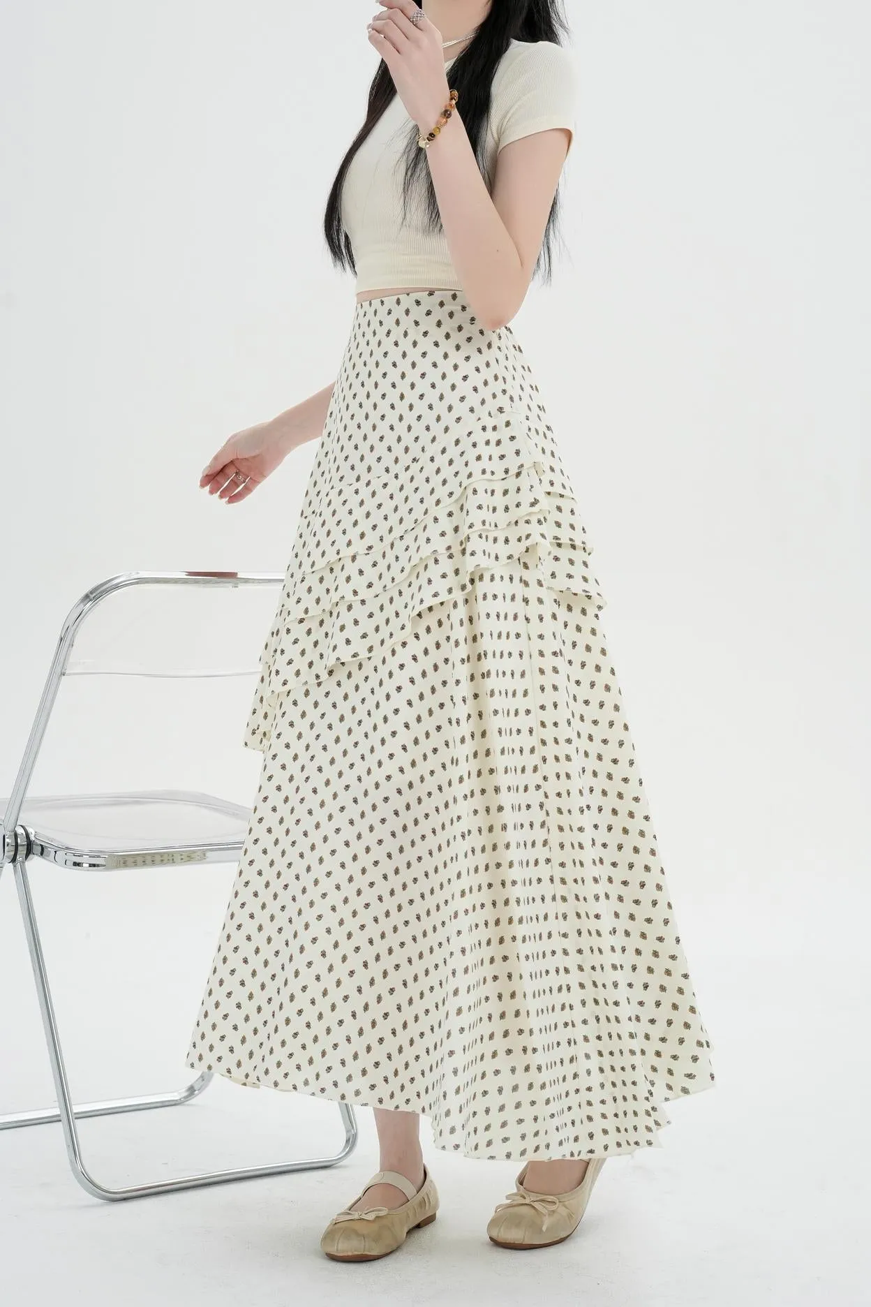 Women's A-line Maxi Skirt Featuring Unique Floral Print