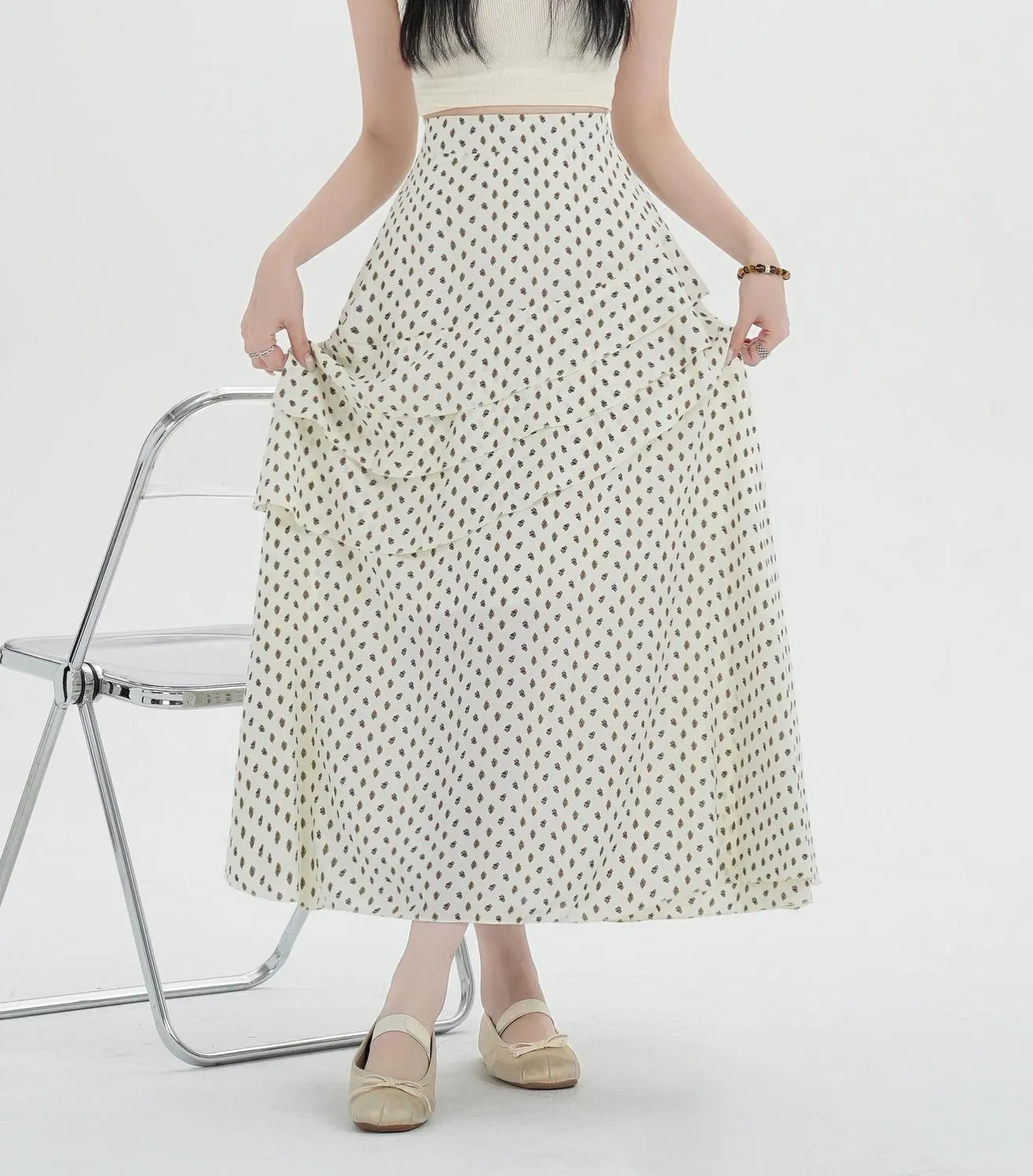 Women's A-line Maxi Skirt Featuring Unique Floral Print