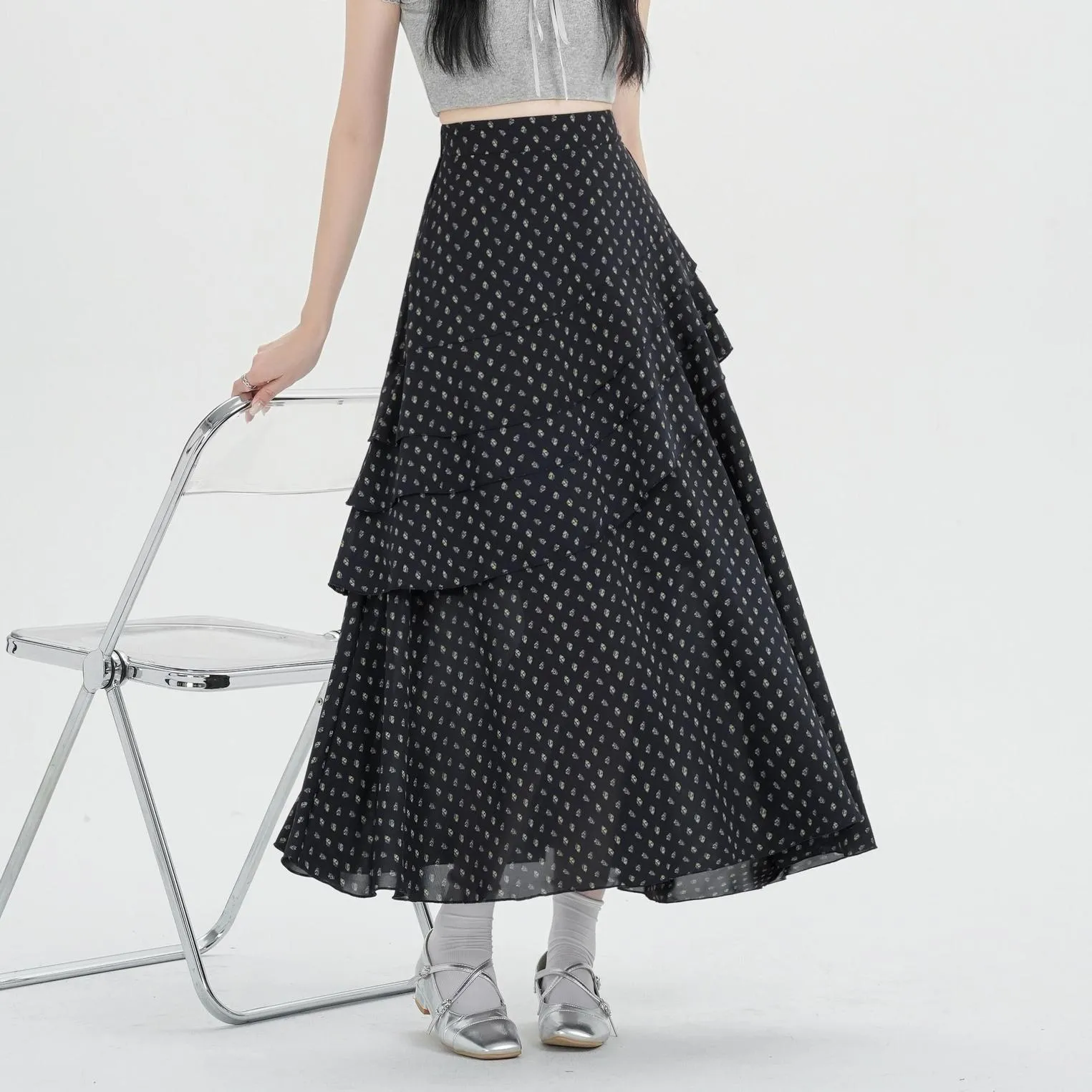 Women's A-line Maxi Skirt Featuring Unique Floral Print