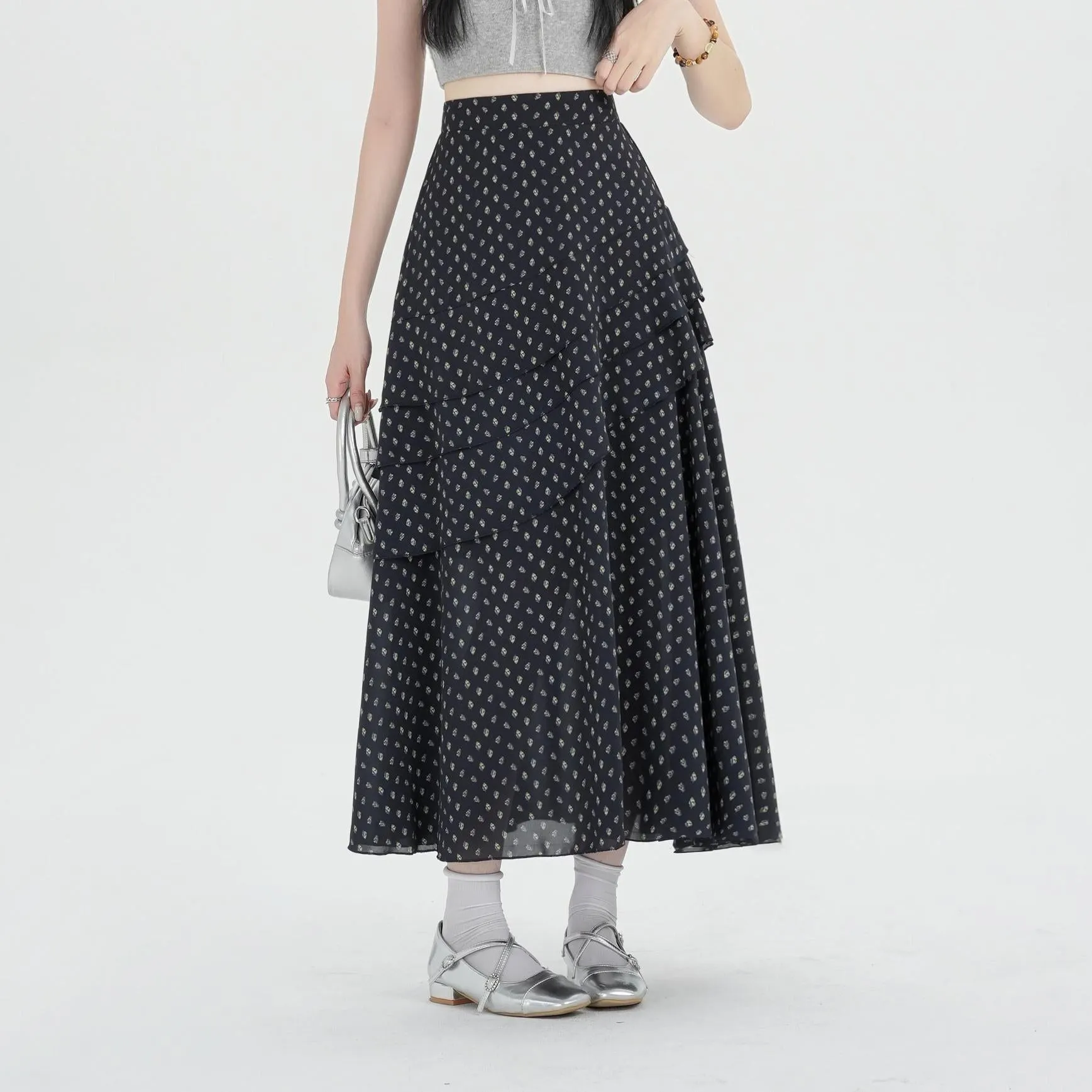 Women's A-line Maxi Skirt Featuring Unique Floral Print