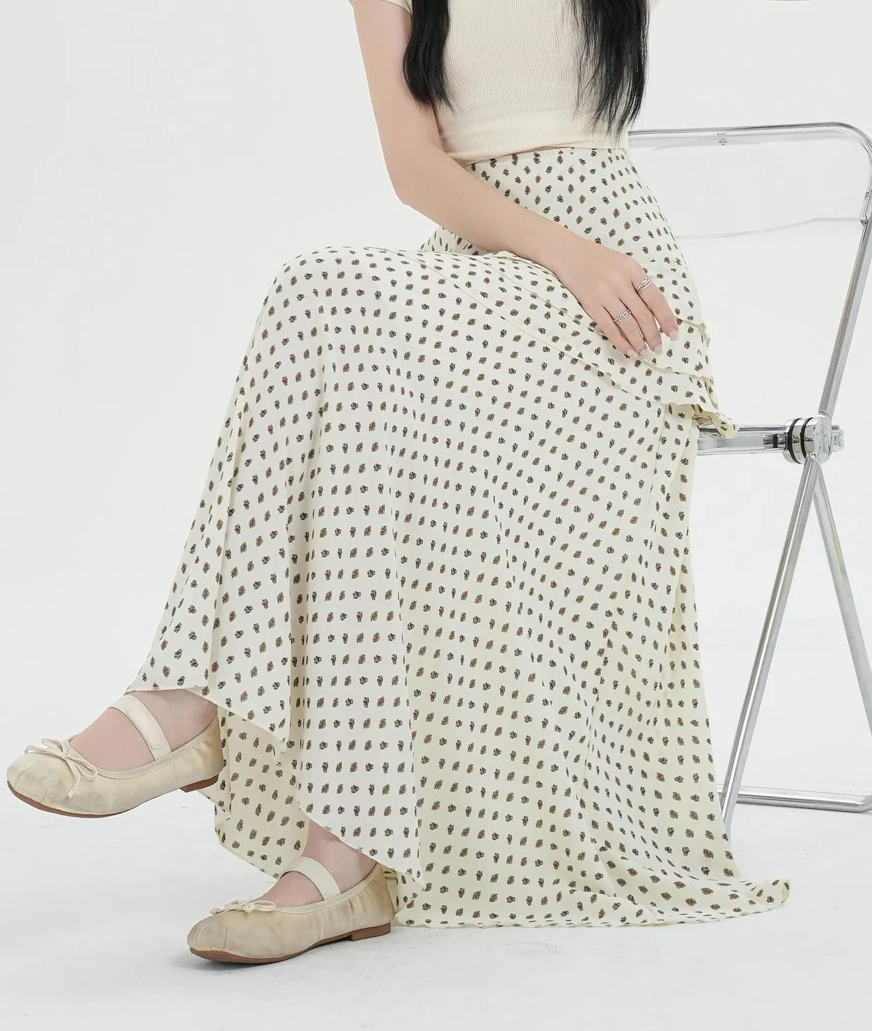 Women's A-line Maxi Skirt Featuring Unique Floral Print