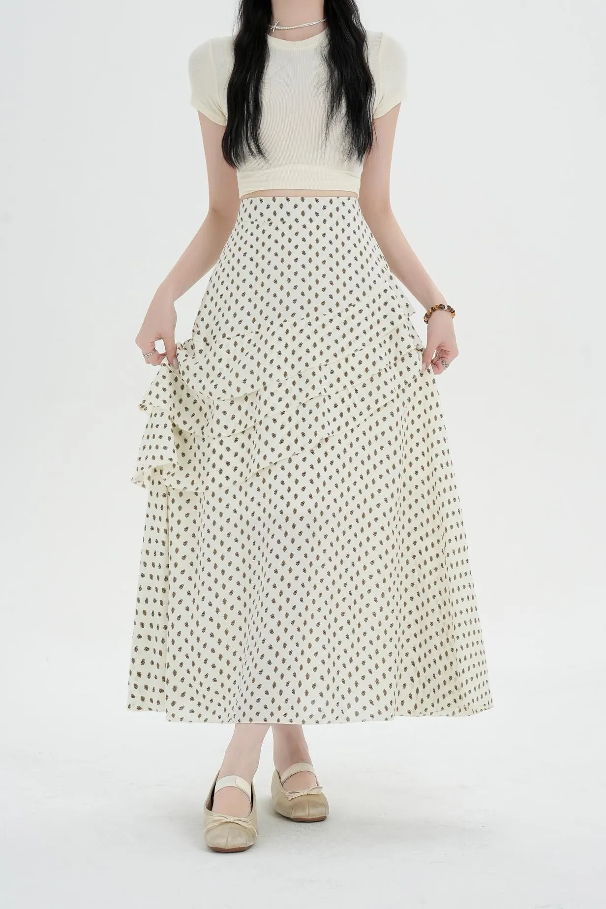 Women's A-line Maxi Skirt Featuring Unique Floral Print
