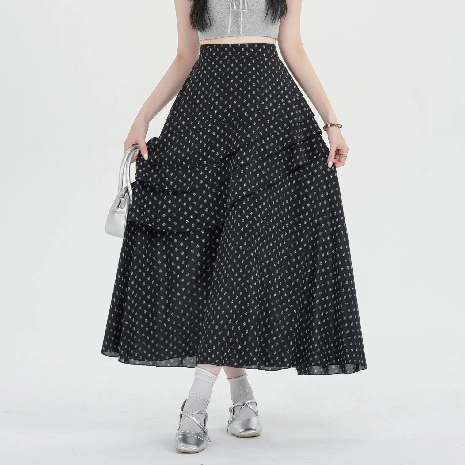 Women's A-line Maxi Skirt Featuring Unique Floral Print