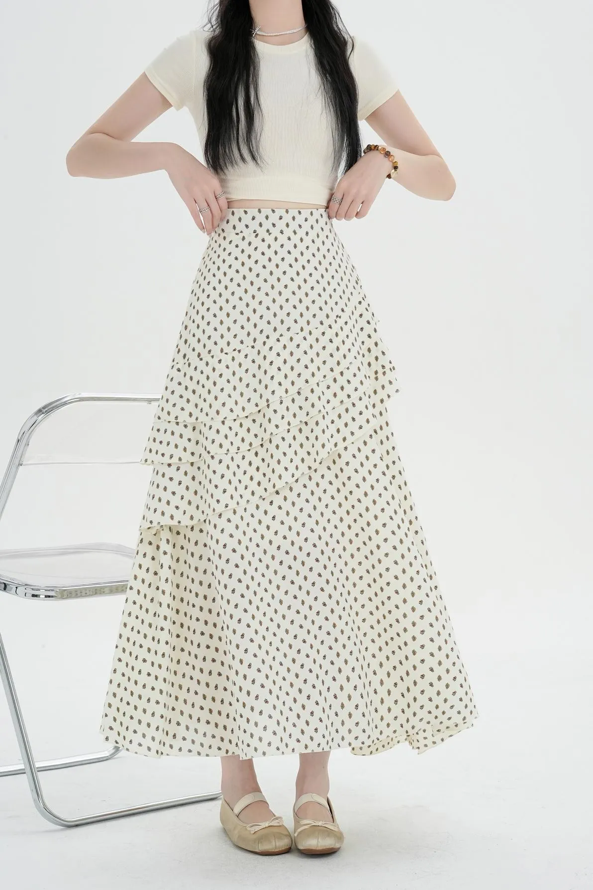 Women's A-line Maxi Skirt Featuring Unique Floral Print