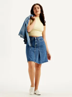 Women's High Rise Blue A-Line Skirt
