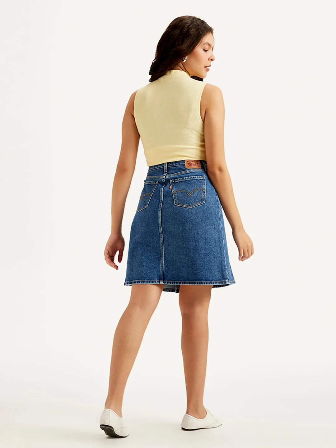 Women's High Rise Blue A-Line Skirt