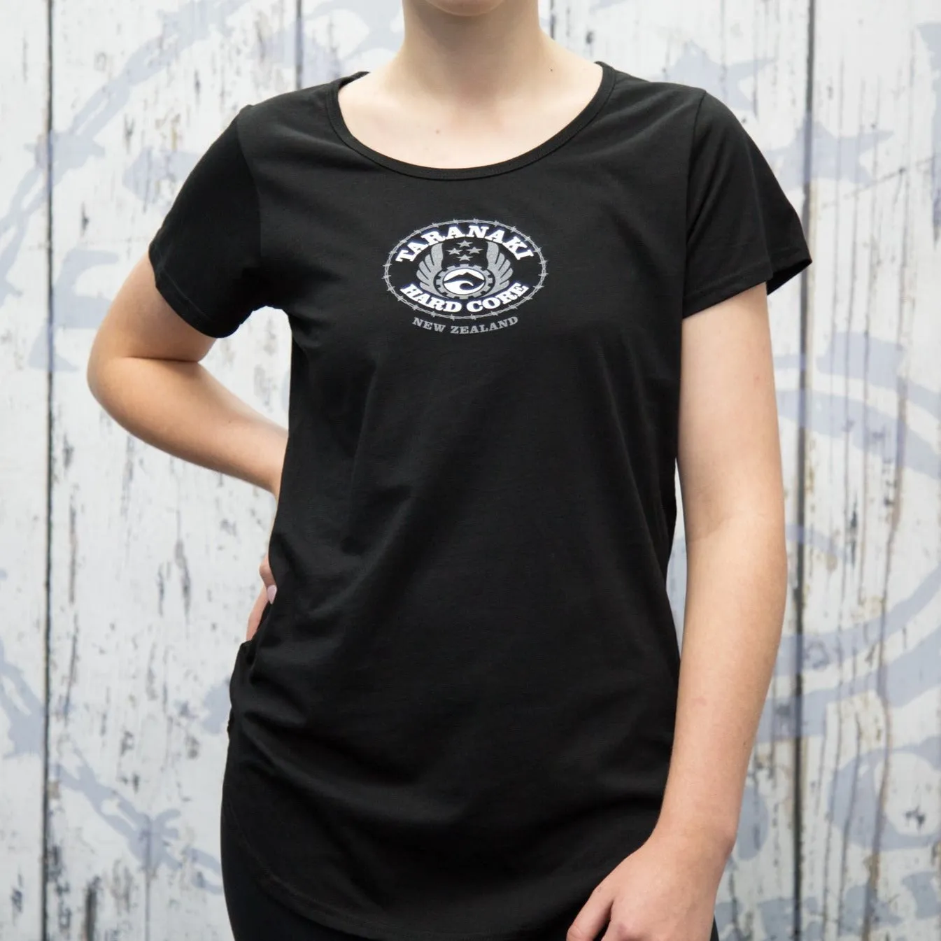 Womens Mountain T-Shirt - Black/Teal