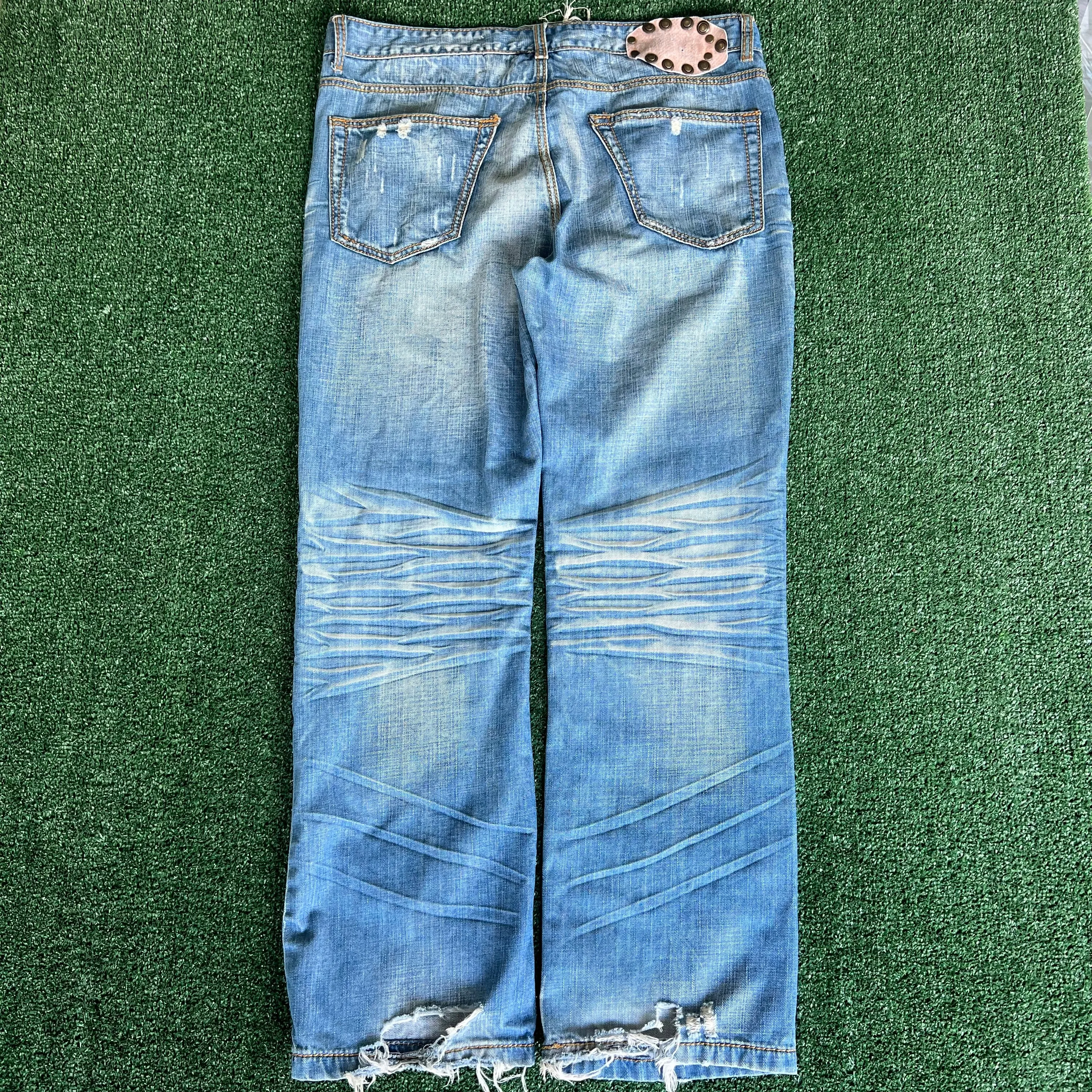 Y2K Do Denim Baggy Wide Leg Flap Pocket Blue Jeans - 38x28.75" 20.5" Openings
