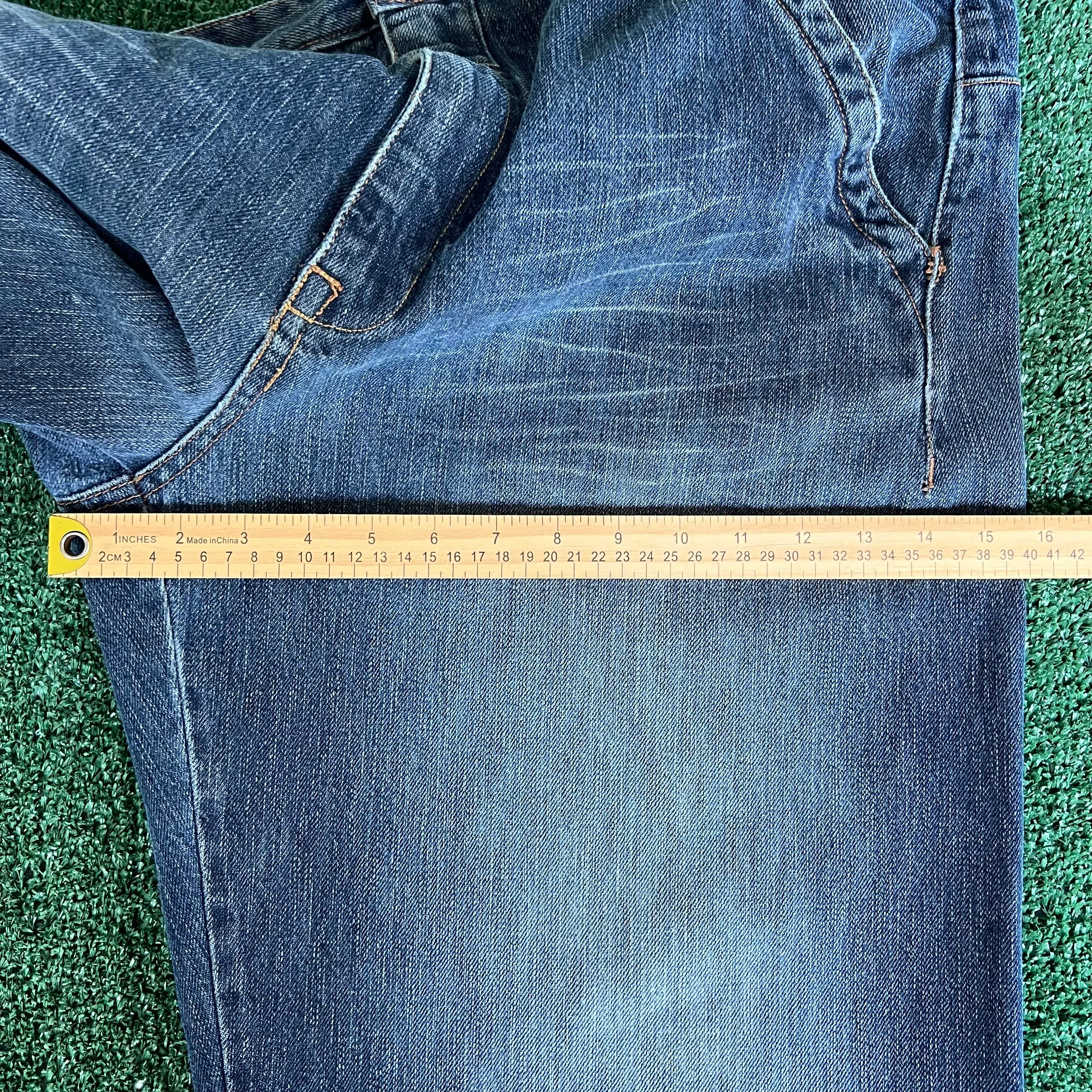 Y2K Marithe Francois Girbaud MFG Distressed Baggy Wide-Leg Blue Jeans - 41x33.5" 21" Openings