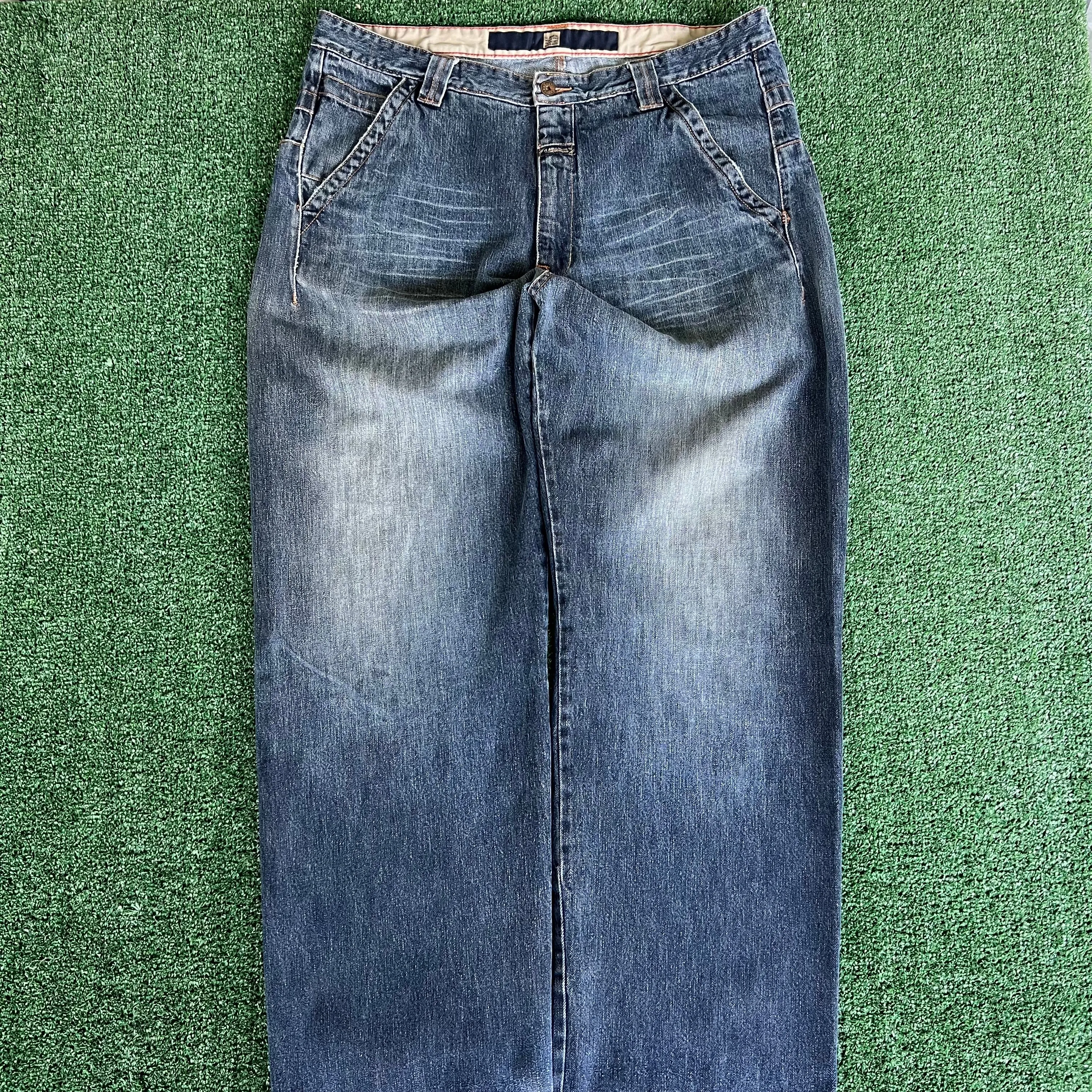 Y2K Marithe Francois Girbaud MFG Distressed Baggy Wide-Leg Blue Jeans - 41x33.5" 21" Openings