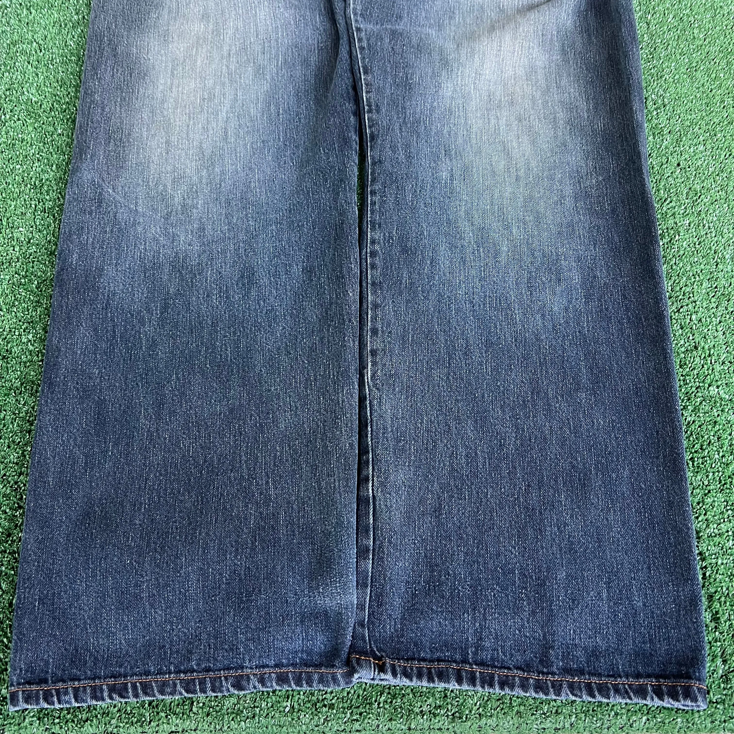Y2K Marithe Francois Girbaud MFG Distressed Baggy Wide-Leg Blue Jeans - 41x33.5" 21" Openings