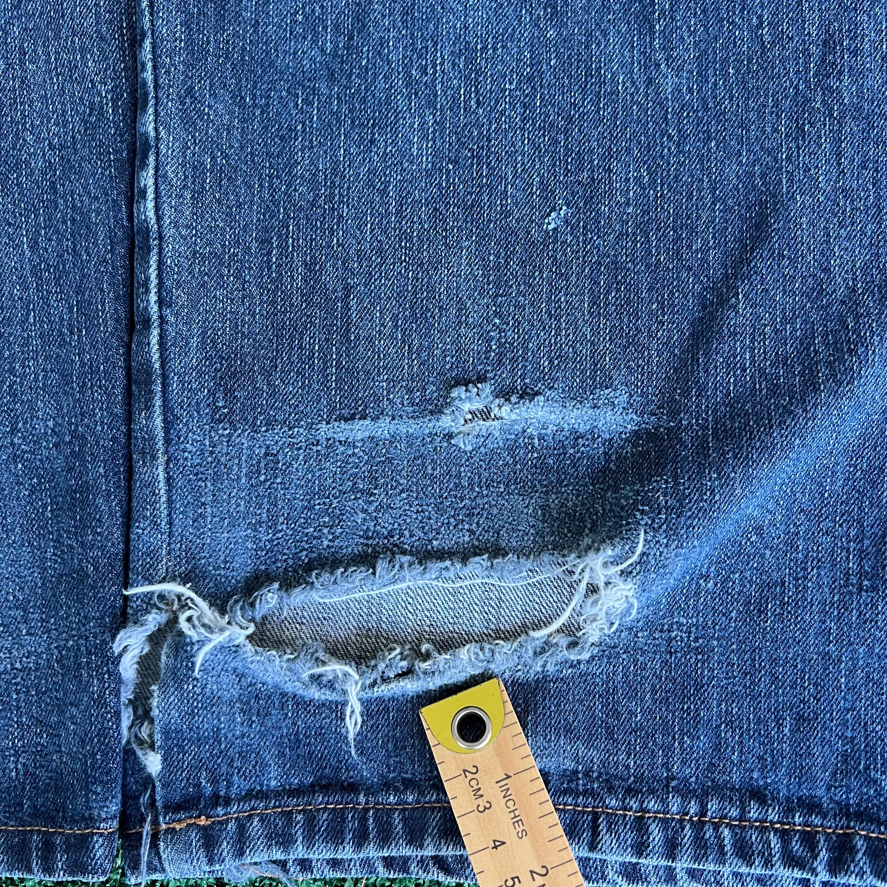 Y2K Marithe Francois Girbaud MFG Distressed Baggy Wide-Leg Blue Jeans - 41x33.5" 21" Openings