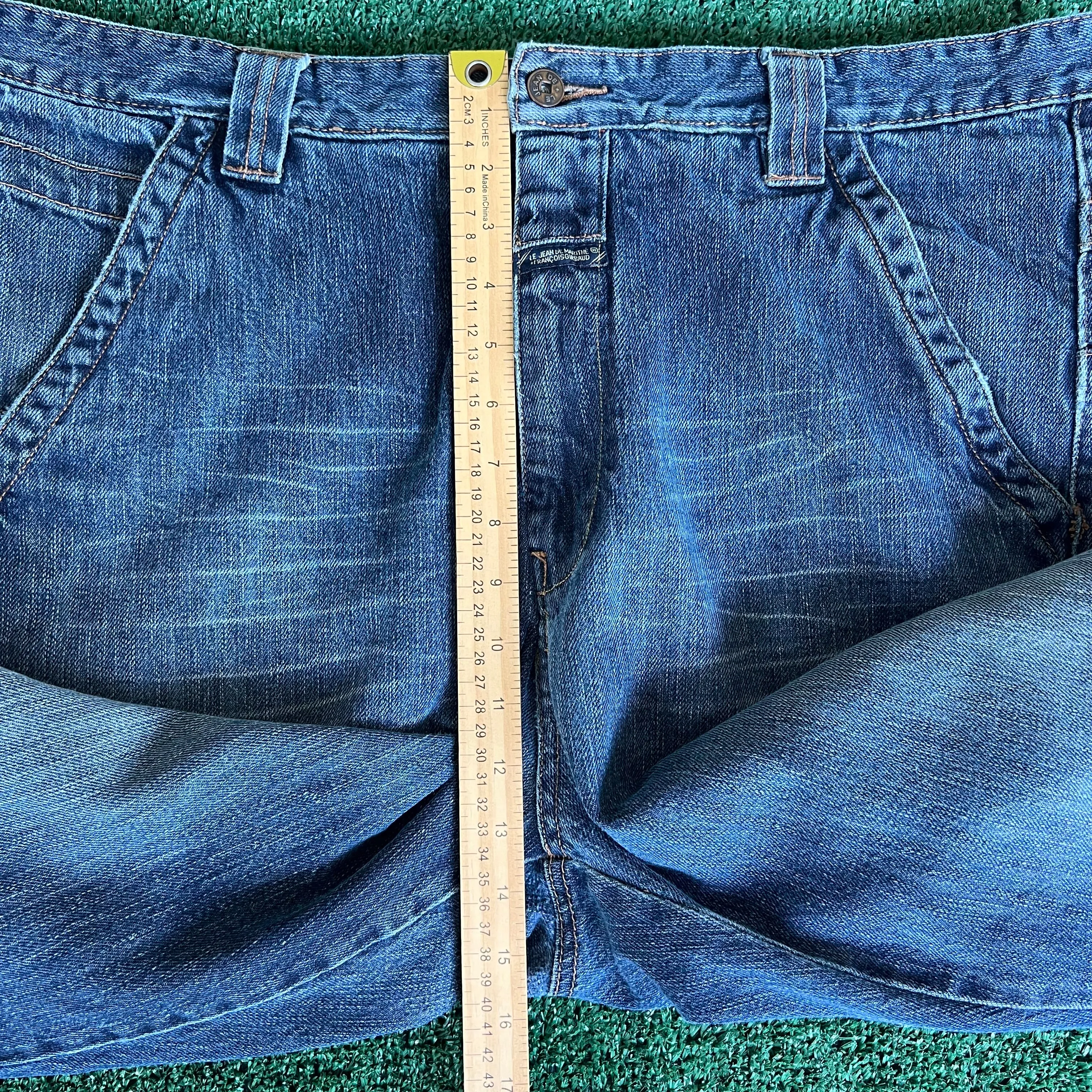 Y2K Marithe Francois Girbaud MFG Distressed Baggy Wide-Leg Blue Jeans - 41x33.5" 21" Openings