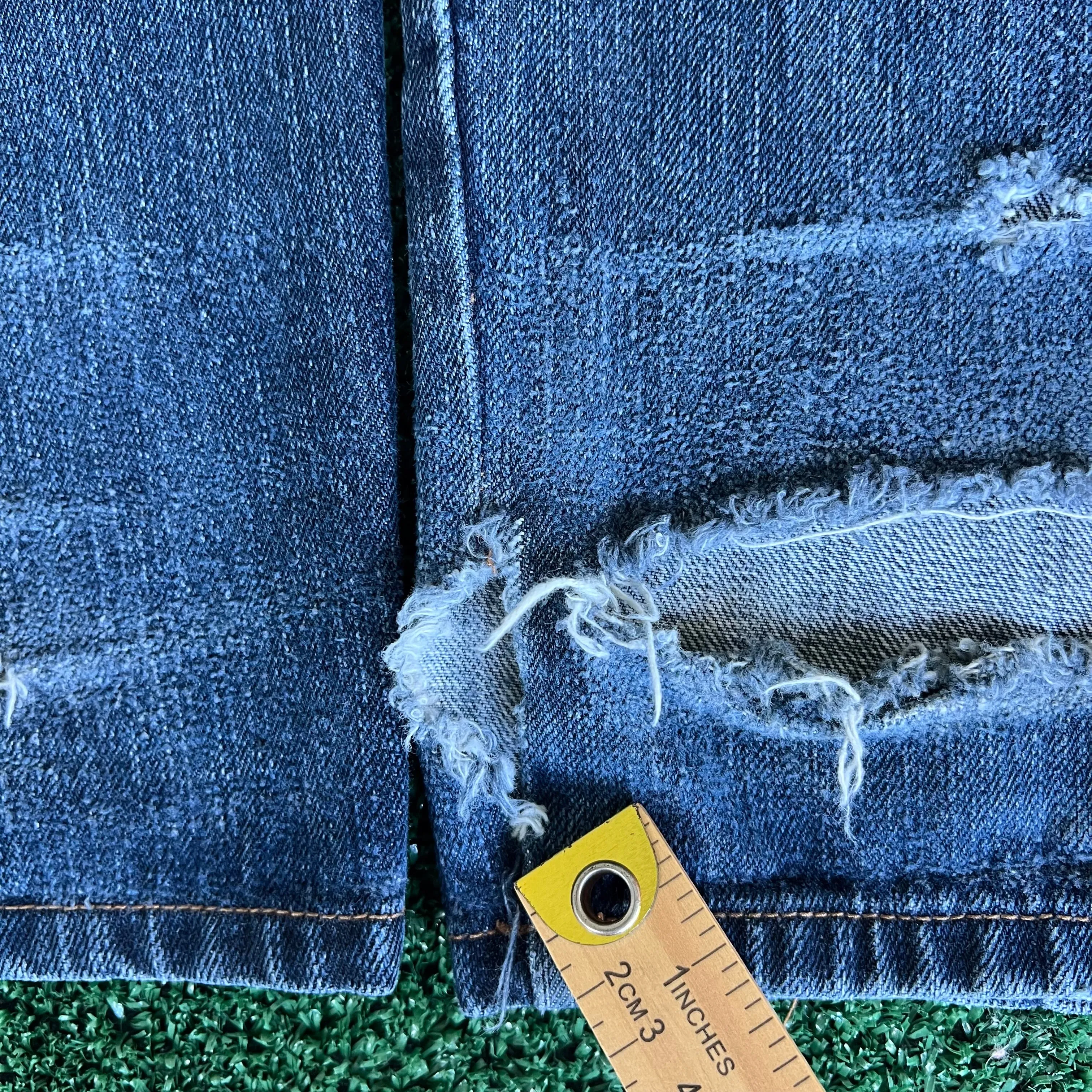 Y2K Marithe Francois Girbaud MFG Distressed Baggy Wide-Leg Blue Jeans - 41x33.5" 21" Openings