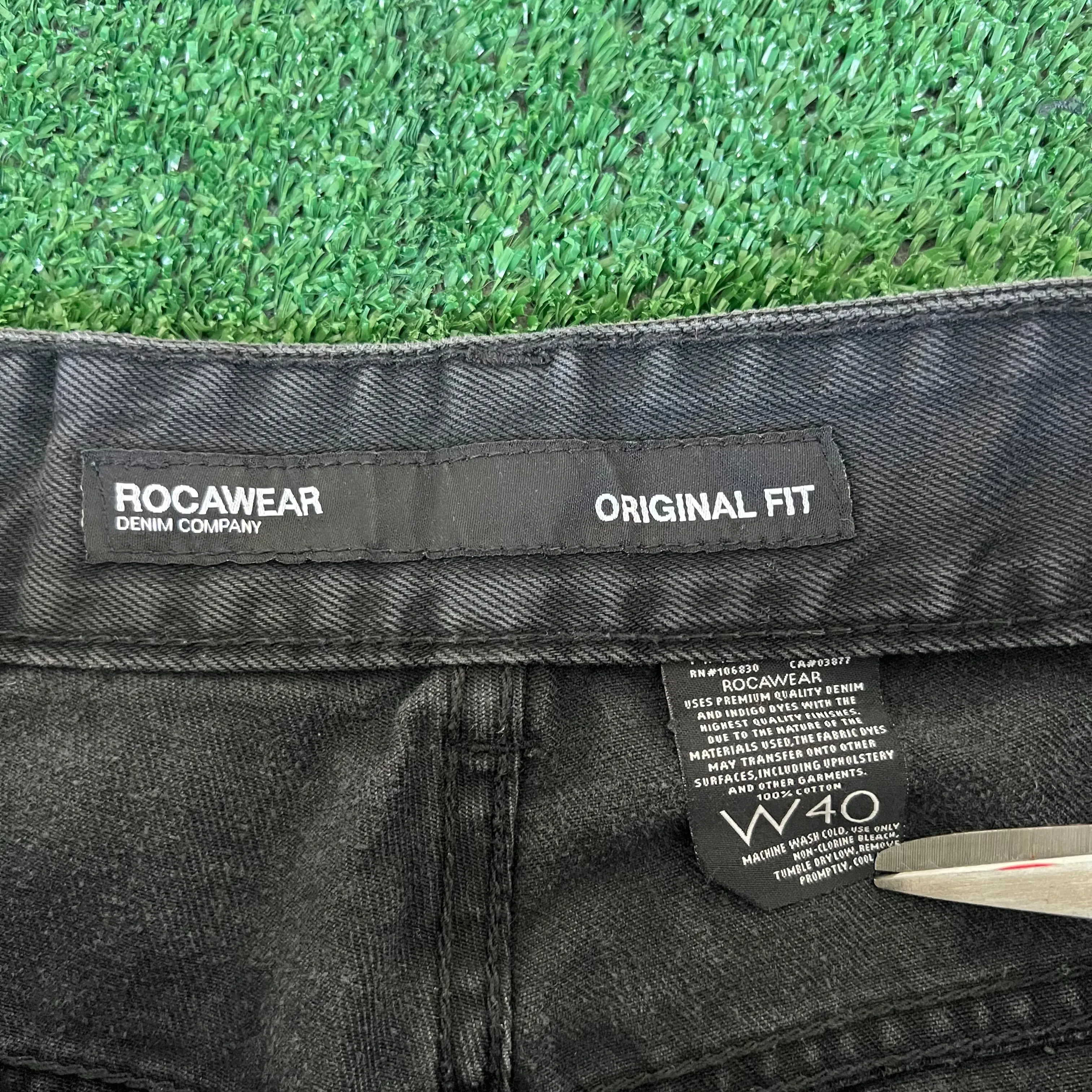 Y2K Men's Rocawear Baggy Wide-Leg Black Jeans 39x31" 20" Open JNCO Style
