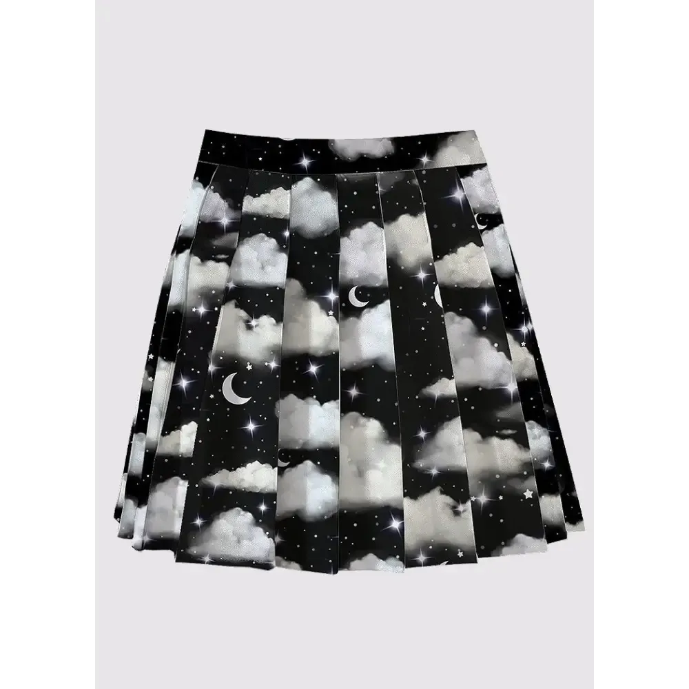 Y2K Pleated Skirt with Side Zipper and Button Closure Total Length Options