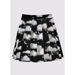 Y2K Pleated Skirt with Side Zipper and Button Closure Total Length Options