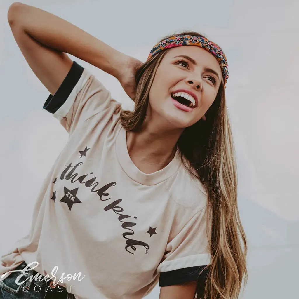 ZTA Think Pink Star Ringer Tee