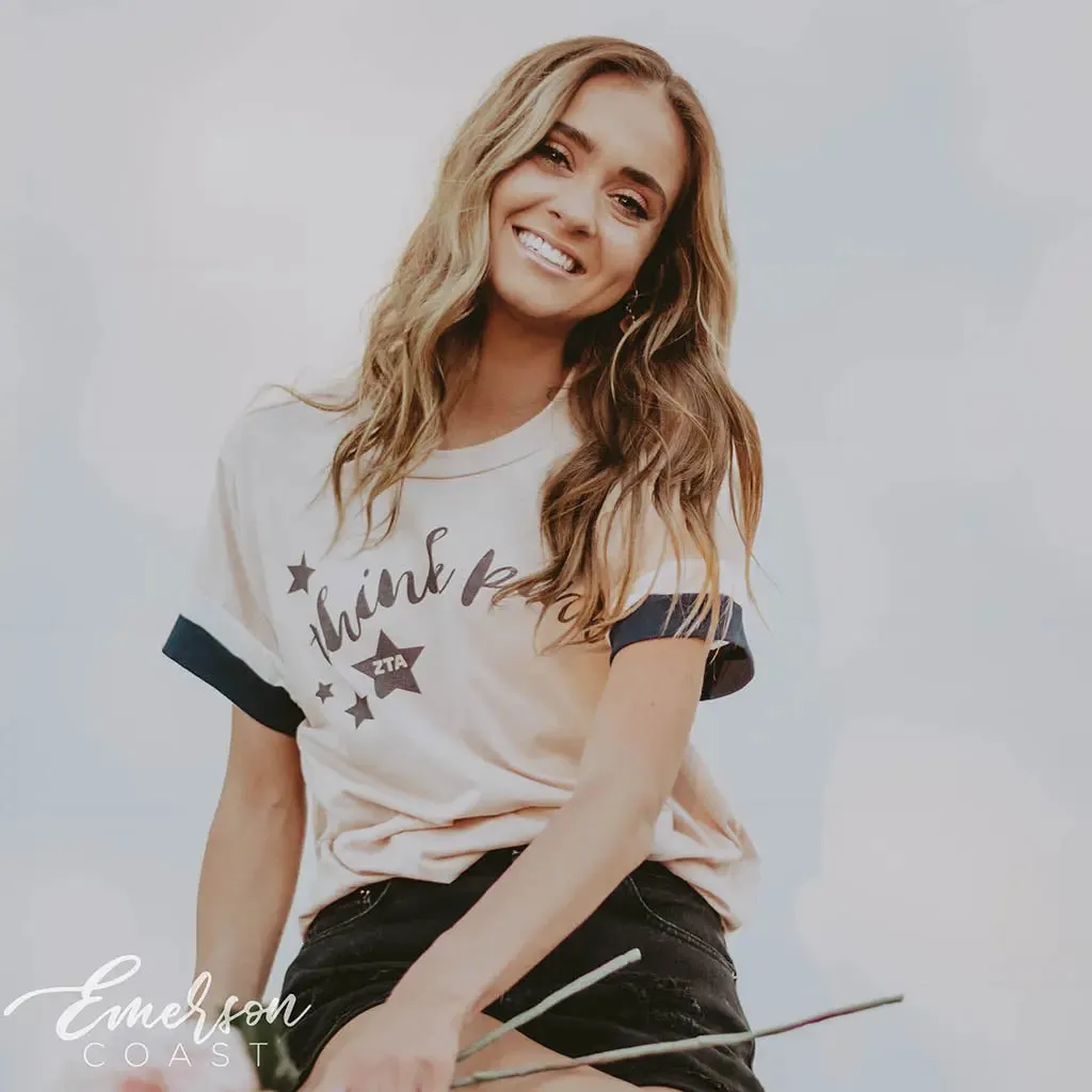 ZTA Think Pink Star Ringer Tee